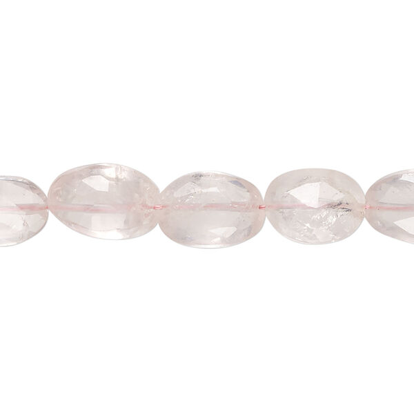 Rose quartz 1pkg1, hand-cut faceted puffed oval bead natural, 14 inch 9x8mm-12x9mm image number 0
