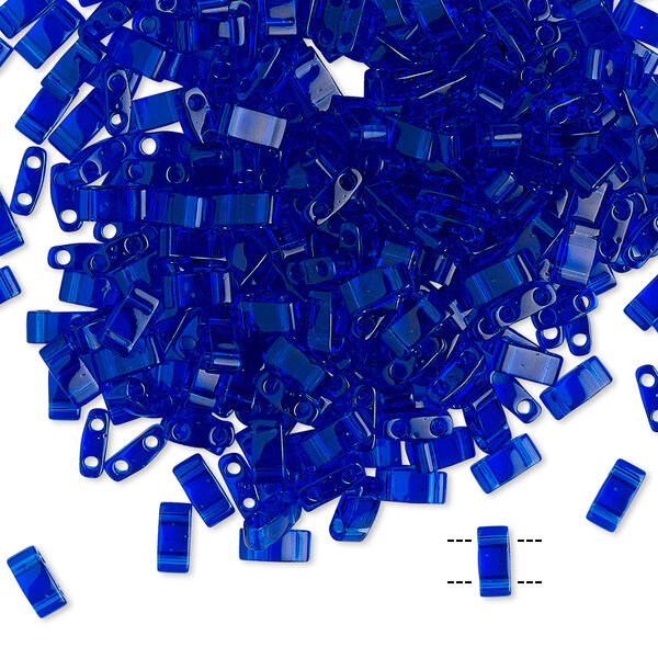 Seed bead, TILA®, glass, pkg/250g, 5x2.3mm half tila rectangle, transparent blueberry, (HTL-151). image number 0