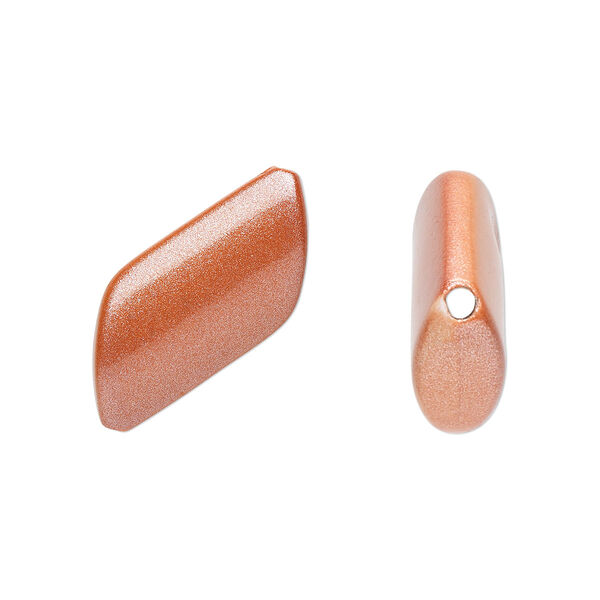 Bead, acrylic, pearlized orange, 36x21mm trapezoid round. Sold per pkg of 40. image number 0