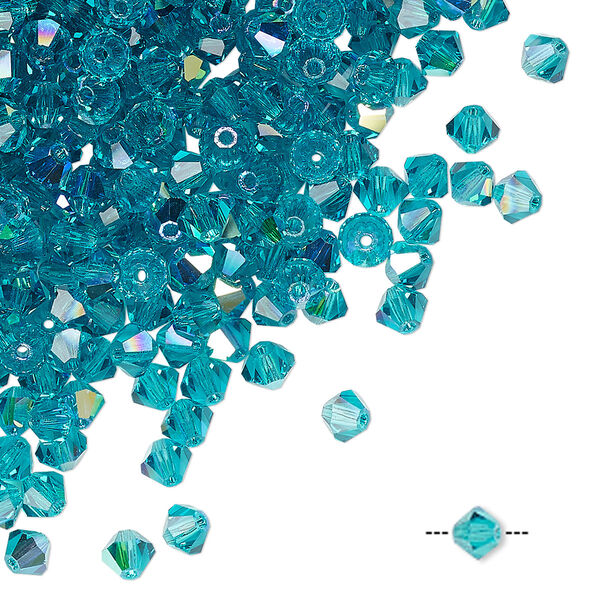 Bead 720pk blue zircon AB, Preciosa Czech crystal 4mm bicone image number 0