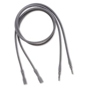 Necklace cord, silicone / velveteen / stainless steel, grey, 3mm wide, 18 inches with snap closure. Sold per pkg of 2.