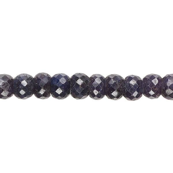 Blue sapphire 1pkg1, hand-cut faceted rondelle bead 14 inch 6x4mm-8x6mm image number 0