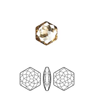 Fancy stone 96pk crystal golden shadow foil back, Swarovski® 11.2x10mm thin hexagon 4683