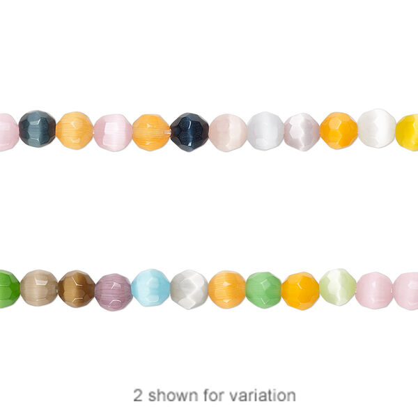 Bead mix, fiber optic glass, multicolored, 4mm faceted round. Sold per 15-1/2" to 16" strand. image number 0