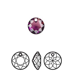 Drop 2pk amethyst, Crystal Passions® 10mm pendant classic cut 6430