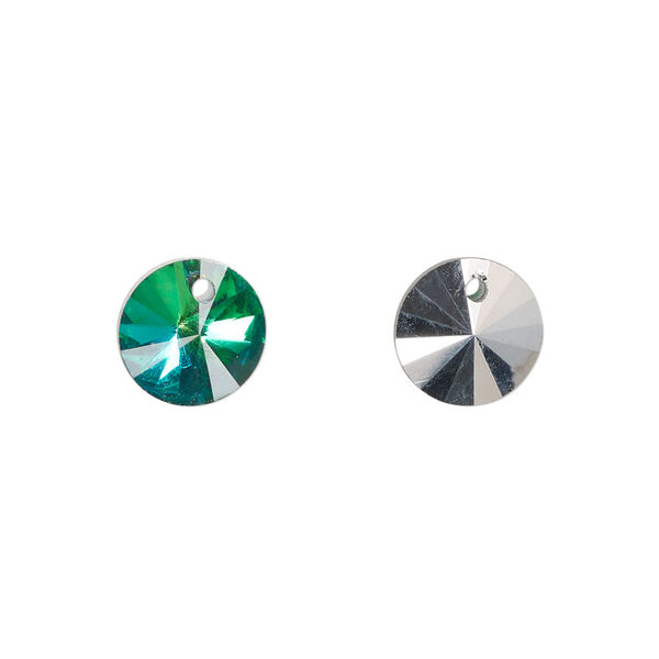 Drop, glass, clear Bermuda green, 10mm rivoli. Sold per pkg of 20. image number 0