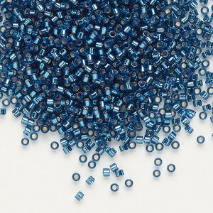 Seed bead, Delica®, glass, pkg/250g, #11 round, transparent silver-lined blue zircon (DB-0608).