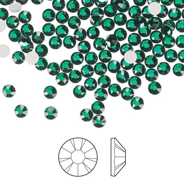 Flat back 144pk emerald foil back, Preciosa MAXIMA Czech crystal rhinestone 3-3.2mm chaton rose round SS12 image number 0