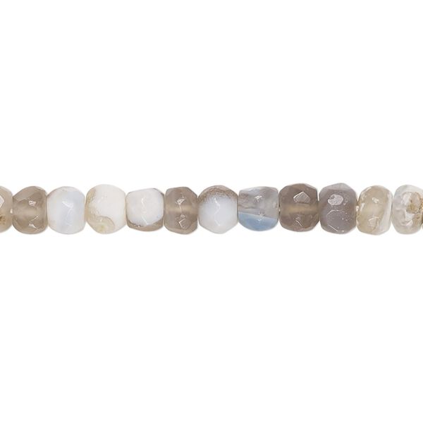Grey agate / blue lace agate 1pkg1, hand-cut faceted rondelle bead natural 8 inch 5x3mm-6x4mm image number 0