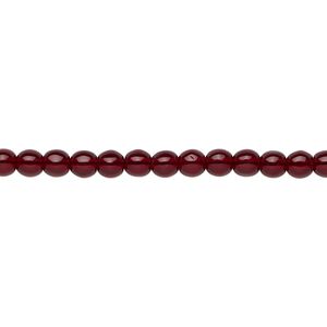 Bead, Czech glass druk, transparent garnet red, 4mm round. Sold per 15-1/2" to 16" strand.