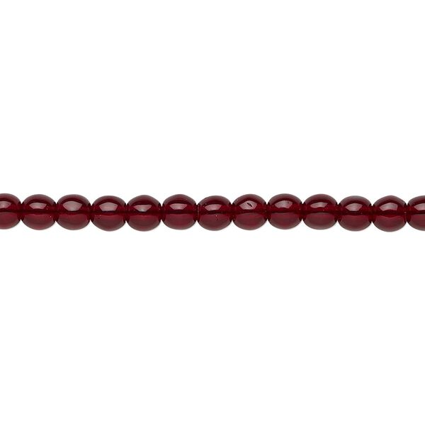 Bead, Czech glass druk, transparent garnet red, 4mm round. Sold per 15-1/2" to 16" strand. image number 0