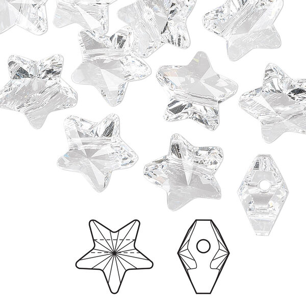 Bead 12pk crystal, Crystal Passions® 12mm star 5714 image number 0