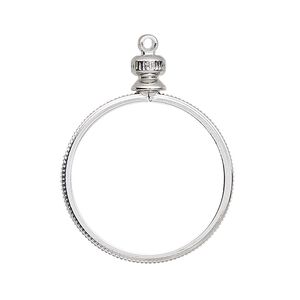 Drop, imitation nickel-plated brass, 33x25mm round with twist-off top and open back with 24mm flat round bezel setting. Sold individually.