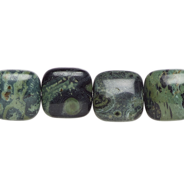 Bead, kambaba jasper (natural), 12x12mm puffed square, B grade, Mohs hardness 6-1/2 to 7. Sold per 15-1/2" to 16" strand. image number 0