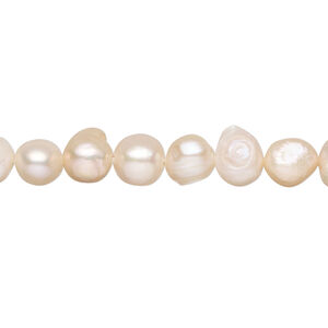Freshwater pearl 1pkg1, flat-sided potato natural, 15 inch peach 6-8mm cultured