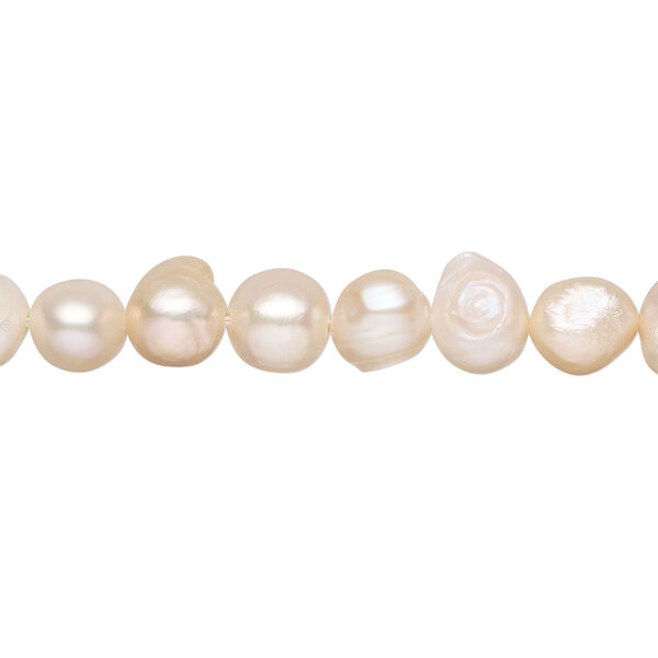 Freshwater pearl 1pkg1, flat-sided potato natural, 15 inch peach 6-8mm cultured image number 0