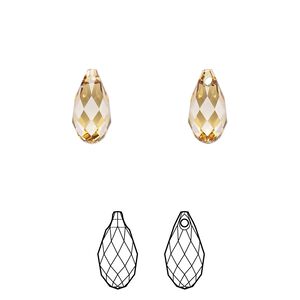 Briolette 24pk golden topaz, Crystal Passions® 11x5.5mm pendant drop 6010