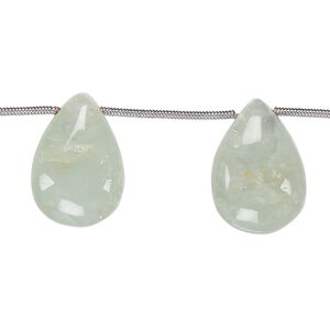 Aquamarine 1pkg8, hand-cut top-drilled puffed teardrop bead 15x11mm-20x14mm