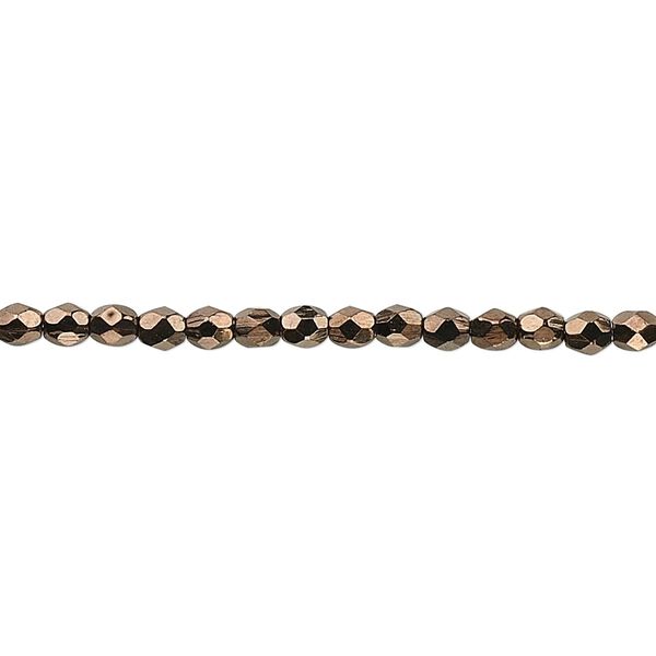 Bead, Czech fire-polished glass, opaque bronze, 3mm faceted round. Sold per 15-1/2" to 16" strand, approximately 130 beads. image number 0