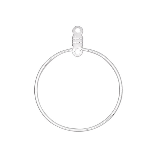 Beading hoop, silver-plated steel, 26mm round with closed loop. Sold per pkg of 100. image number 0