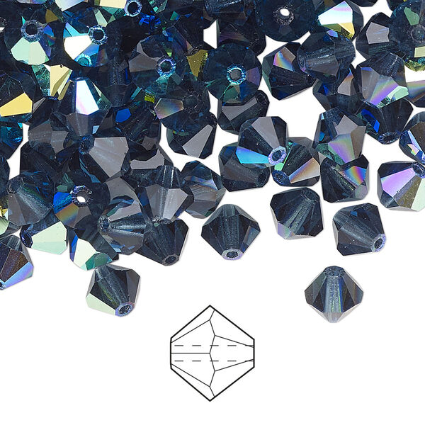 Bead 24pk Montana AB, Preciosa Czech crystal 6mm bicone image number 0