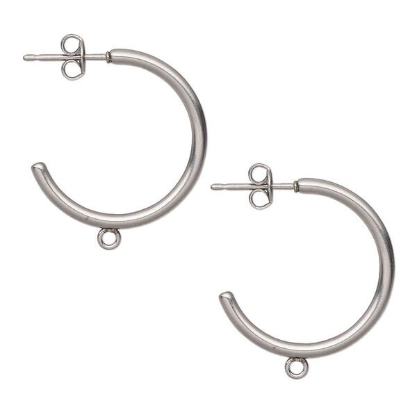 Earstud, stainless steel, 23mm 3/4 hoop with closed loop. Sold per pkg of 5 pairs. image number 0