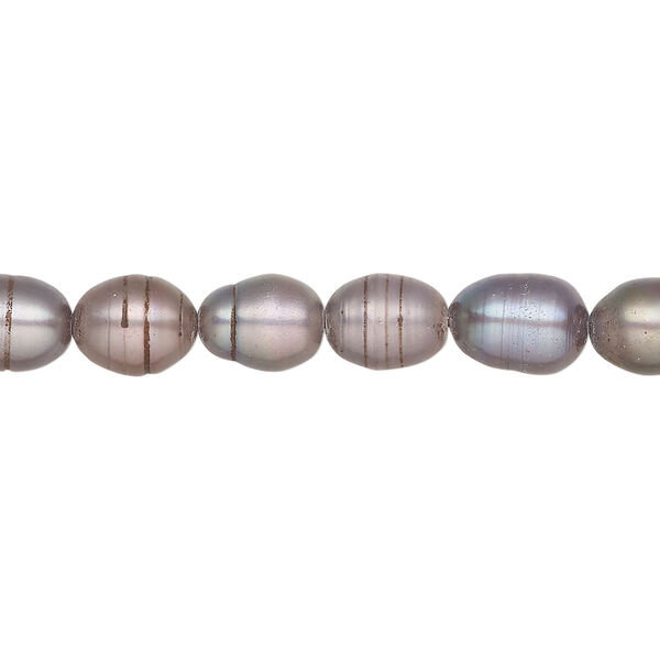 Freshwater pearl 1pkg1 rice, 15 inch dark silver peacock 6-7mm cultured image number 0