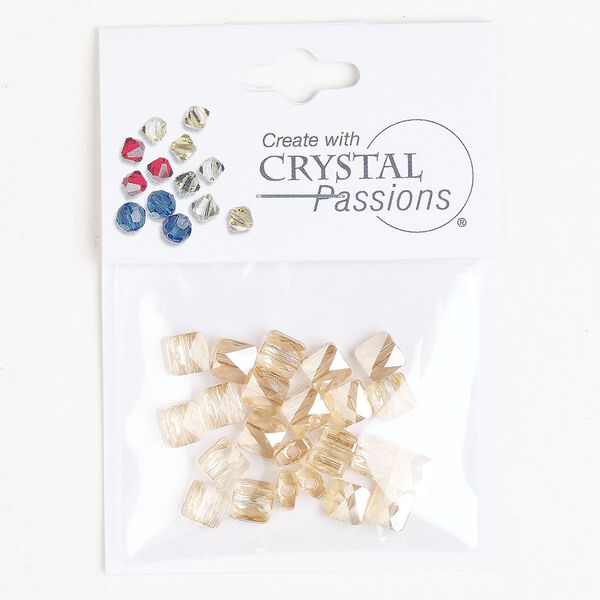 Bead 1pkg24 faceted square mini bead crystal golden shadow, Crystal Passions® 6mm square 5053 image number 0