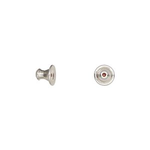 Earnut 1pkg2 sterling silver, 6x5mm barrel, 1 pair