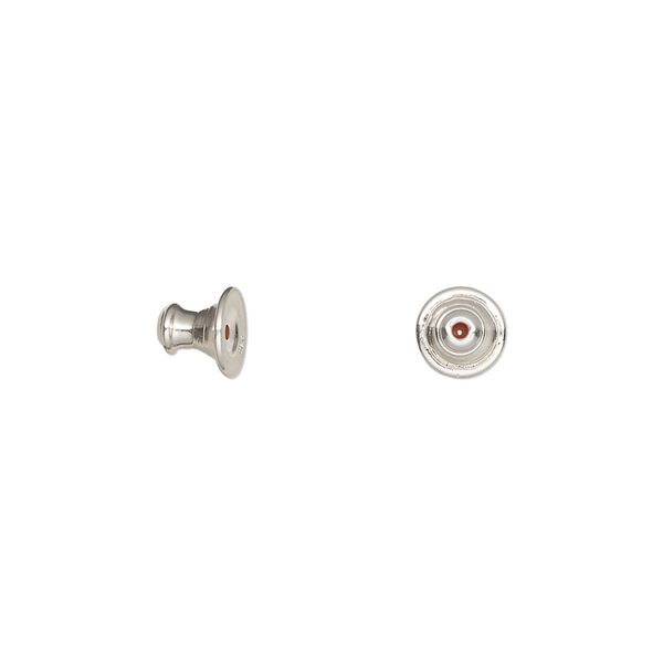 Earnut 1pkg2 sterling silver, 6x5mm barrel, 1 pair image number 0