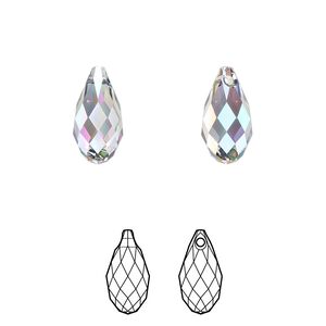 Briolette 144pk crystal paradise shine, Swarovski® 13x6.5mm pendant drop 6010