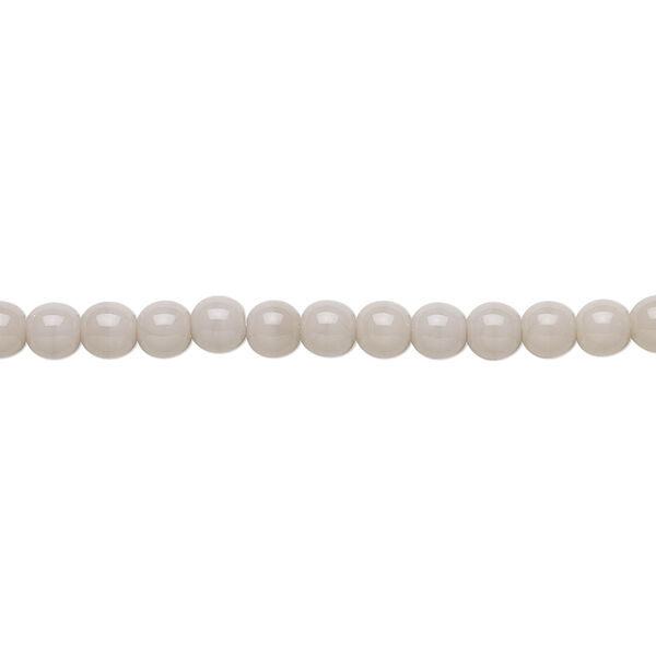 Bead, Preciosa, Czech glass druk, opaque light grey, 4mm round. Sold per 15-1/2" to 16" strand. image number 0