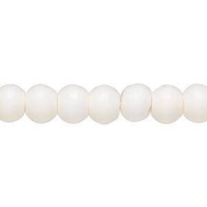 Bead, bone (bleached), white, 8mm round, Mohs hardness 2-1/2. Sold per 15-1/2" to 16" strand.