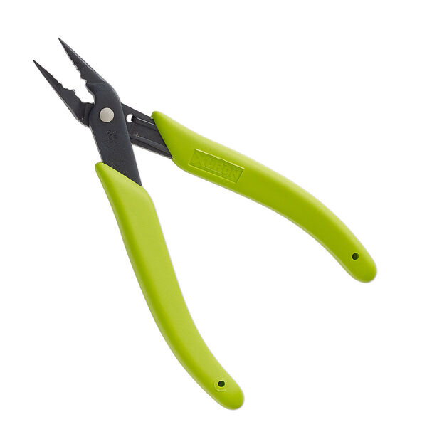 Pliers, Xuron®, #494, 4-in-1 crimp and chain-nose, steel and rubber, black and green, 5-1/2 inches. Sold individually. image number 0