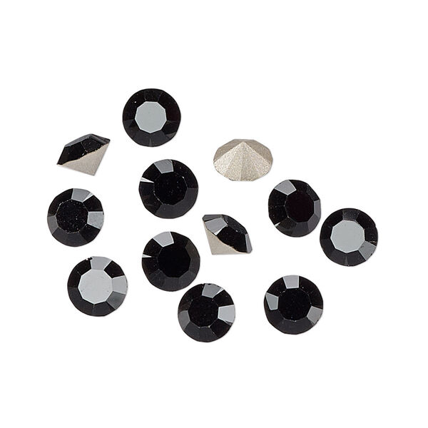 Chaton 12pk jet foil back, Preciosa MAXIMA Czech crystal rhinestone 6.14-6.32mm 15-cut faceted round SS29 image number 0