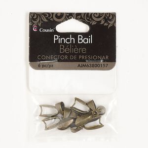 Bail, ice-pick, antique brass-finished brass, 16x7mm teardrop with 7.5mm grip length. Sold per pkg of 6.