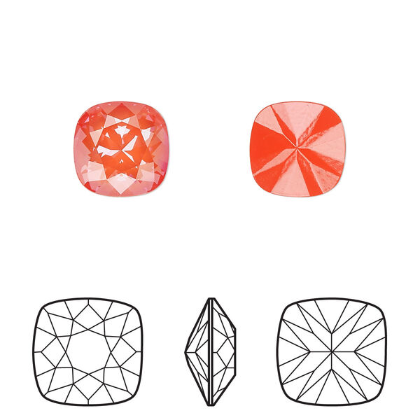 Fancy stone 2pk crystal orange ignite, Crystal Passions® 10mm cushion 4470 image number 0