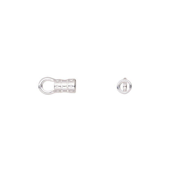 Crimp, silver-plated brass, 5.5x3.5mm tube with loop, 2.2mm inside diameter. Sold per pkg of 10. image number 0