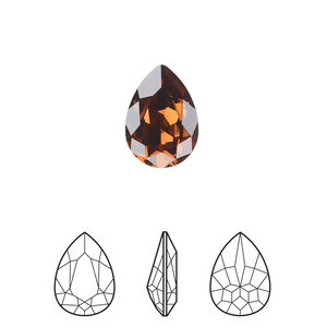 Fancy stone 1pkg1 smoked topaz foil back, Crystal Passions® Regenerated 14x10mm pear 4320