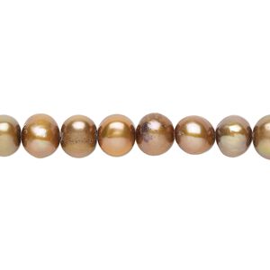 Freshwater pearl 1pkg1, semi-round, 15 inch light purple-bronze 6-7mm cultured