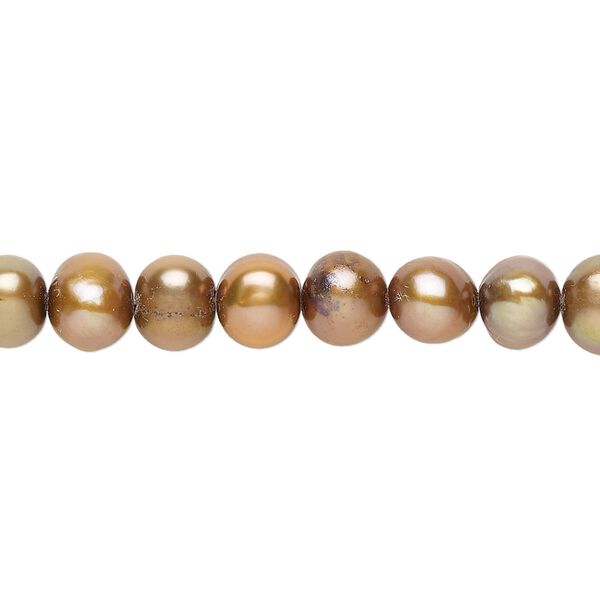 Freshwater pearl 1pkg1, semi-round, 15 inch light purple-bronze 6-7mm cultured image number 0