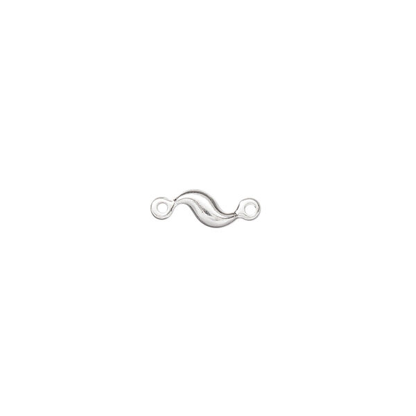 Link, silver-plated brass, 6x4mm fancy wave. Sold per pkg of 100. image number 0