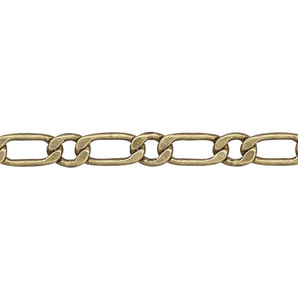 Chain, antique brass-plated brass, 5mm long and short flat oval. Sold per pkg of 5 feet. image number 0