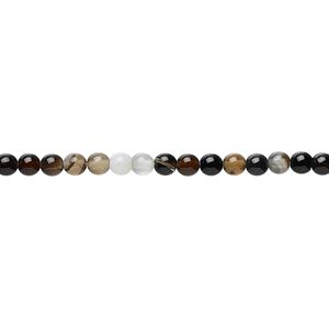Black agate 1pkg1, round bead 15.5-16 inch 3mm