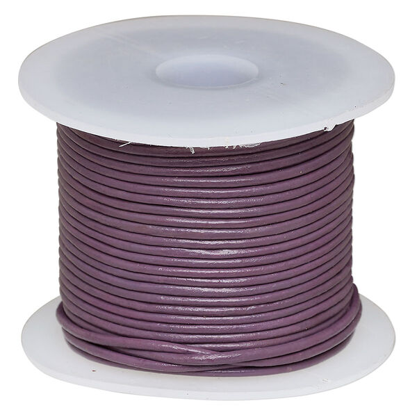 Cord, leather (dyed), purple, 1.4-1.6mm round. Sold per 25-yard spool. image number 0