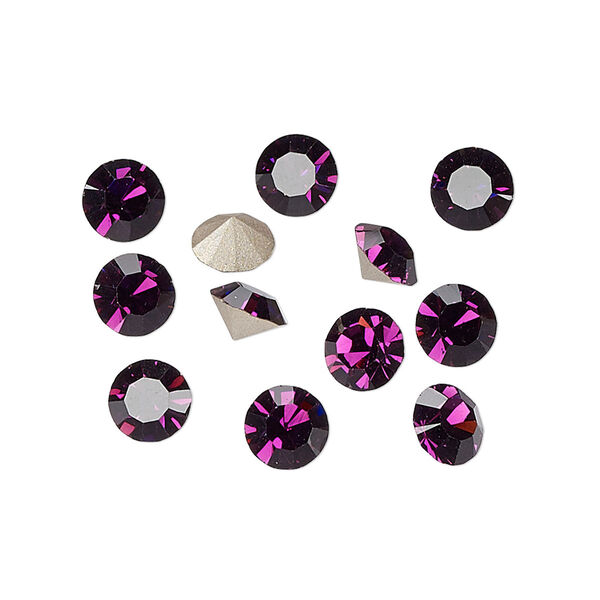 Chaton 12pk amethyst foil back, Preciosa MAXIMA Czech crystal rhinestone 6.14-6.32mm 15-cut faceted round SS29 image number 0