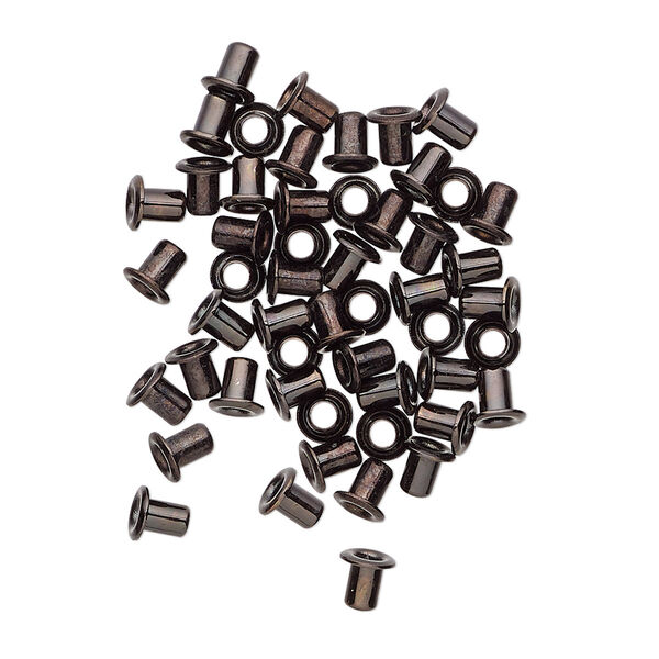 Eyelet, black-plated brass, 3.5mm with 3x2.4mm tube and 1.7mm inside diameter, fits 2.5-3.5mm hole. Sold per pkg of 50. image number 0