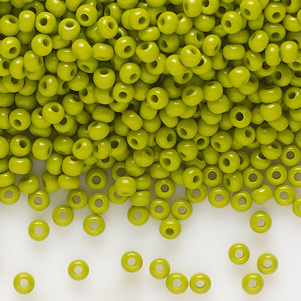 Seed bead, Preciosa Ornela Czech glass, pkg/500g, #11 rocaille, opaque wasabi green, (53430). image number 0