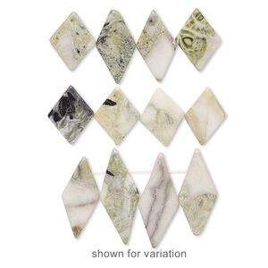 Green earth "jasper" 1pkg4, flat diamond focal natural mix 30x16mm-50x22mm