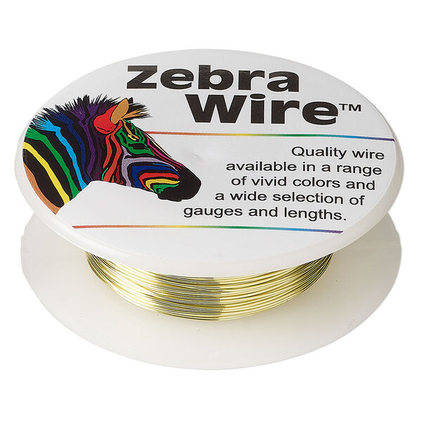 Wire, Zebra Wire™, color-coated copper, champagne gold, round, 26 gauge. Sold per 30-yard spool. image number 0